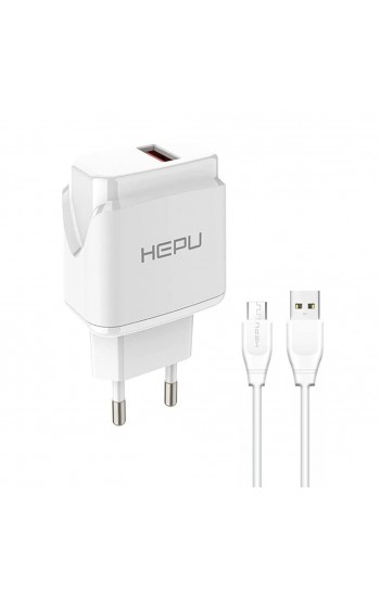 HEPU HP617M 2.1A Seyahat Şarj Aleti USB-Micro USB Kablo Set…