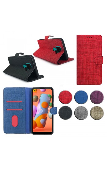 Huawei Mate 30 Lite Kılıf FitCase Fabric Kapaklı Cüzdanlı