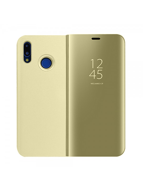 Huawei P20 Lite Clear View Flip Cover Standlı Kılıf Gold…