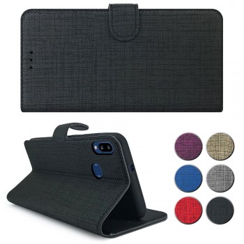 Huawei P20 Lite Kılıf FitCase Fabric Kapaklı Cüzdanlı