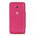 Huawei Y320 Çift Pencereli Flip Cover Pembe