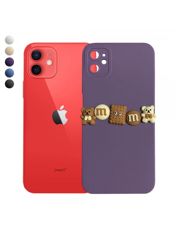 iPhone 12 Kılıf 3D M Bear Kamera Korumalı Silikon Kapak