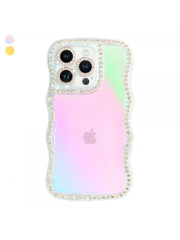 iPhone 12 Pro Kılıf Occo Seri Hologramlı Taşlı Şeffaf Silikon Ka&hellip;