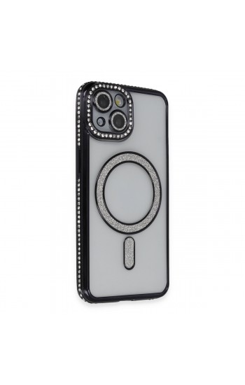 iPhone 13 Kılıf Joke Seri Magsafe Özellikli Taşlı Simli Silikon Kapak