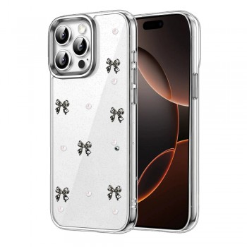 iPhone 14 Pro Max Kılıf Fiyonk Desenli Şeffaf Kapak