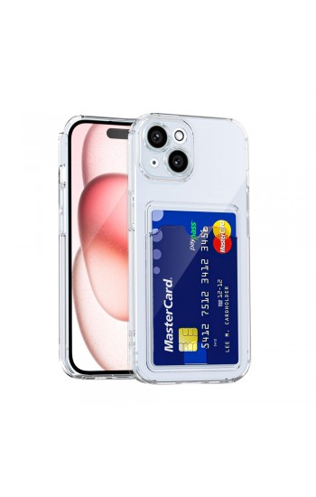 iPhone 15 Kılıf Cardy Şeffaf Kartlık Cepli Kapak…