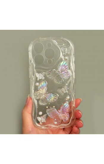 iPhone 15 Pro Kılıf 3D Kelebek Desen Kamera Korumalı Şeffaf Silikon Ka&hellip;