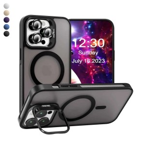 iPhone 15 Pro Kılıf Armor Seri Magsafe Uyumlu Stand Özellikli Kamera Lensli Kapak