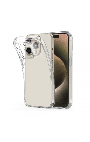 iPhone 15 Pro Kılıf Metal Tuşlu Kamera Korumalı Silikon Şeffaf Arka K…