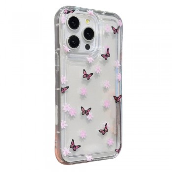 iPhone 15 Pro Max Çiçekli Butterfly Seri Silikon Kapak
