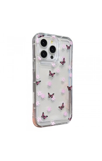 iPhone 15 Pro Max Çiçekli Butterfly Seri Silikon Kapak