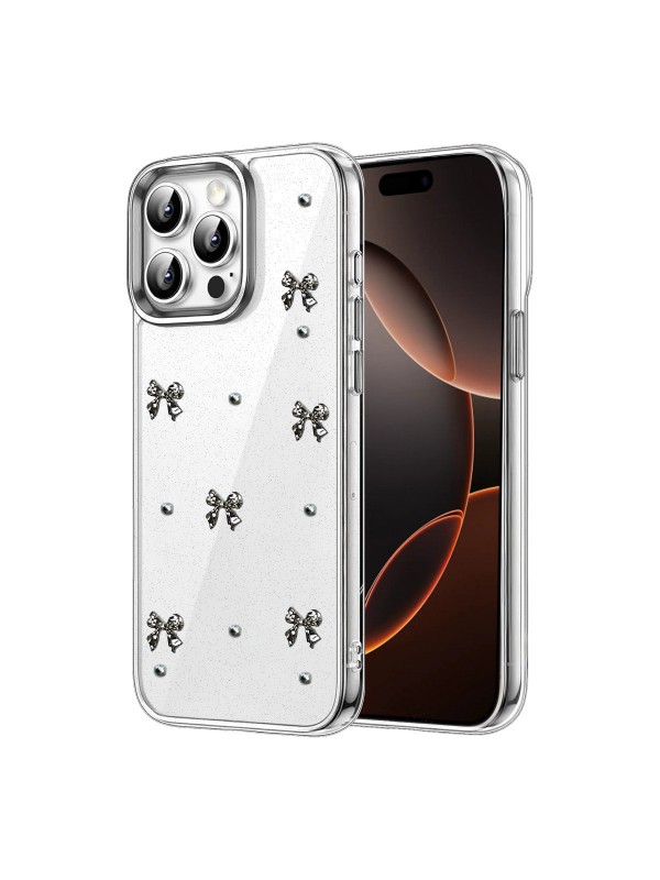 iPhone 15 Pro Max Kılıf Fiyonk Desenli Şeffaf Kapak&hellip;