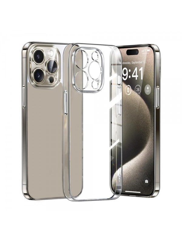 iPhone 15 Pro Max Kılıf Metal Tuşlu Kamera Korumalı Silikon Şeffa…