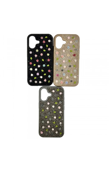 iPhone 16 Kılıf EPR-45 Taşlı Gül Silikon Kapak…
