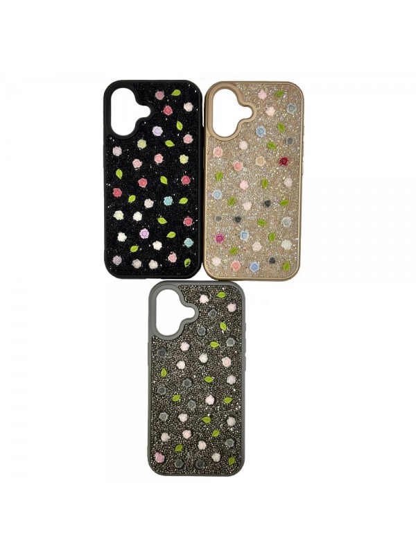 iPhone 16 Kılıf EPR-45 Taşlı Gül Silikon Kapak…