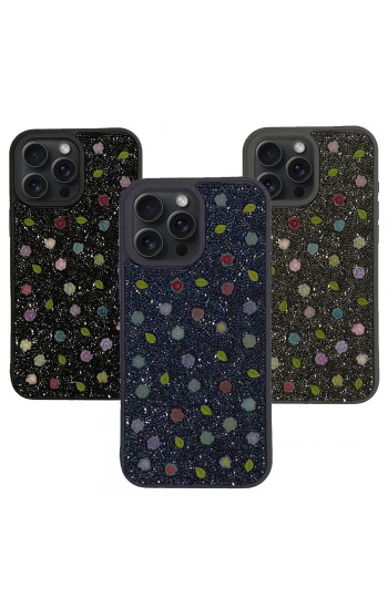 iPhone 16 Pro Kılıf EPR-45 Taşlı Gül Silikon Kapak…
