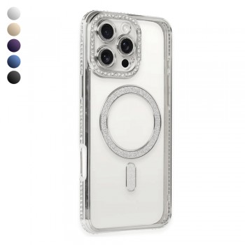 iPhone 16 Pro Kılıf Joke Seri Magsafe Özellikli Taşlı Simli Silikon Kapak