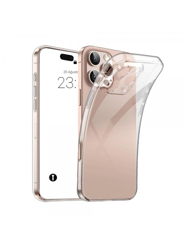iPhone 16 Pro Kılıf Metal Tuşlu Kamera Korumalı Silikon Şeffaf Ar…