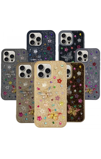 iPhone 16 Pro Max Kılıf EPR-44 Taşlı Kelebek Silikon Kapak…
