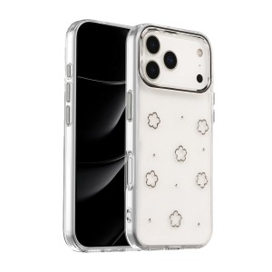 iPhone 17 Pro Kılıf Fiyonk Desenli Şeffaf Kapak