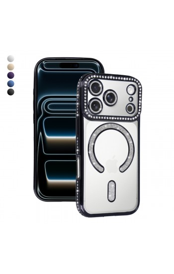 iPhone 17 Pro Max Kılıf Joke Seri Magsafe Özellikli Taşlı Simli Silikon Kapak