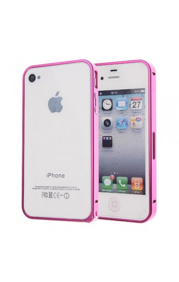 iPhone 4s 0,7mm Metal Bumper Çerçeve Kılıf Pembe…