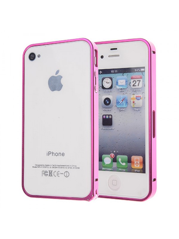 iPhone 4s 0,7mm Metal Bumper Çerçeve Kılıf Pembe…