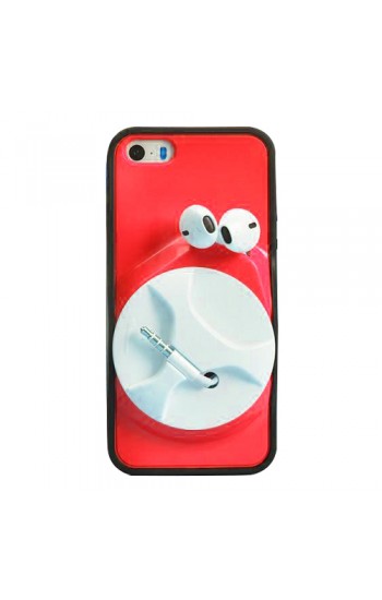 iPhone 5-5s-SE Kulaklık Makaralı Arka Kapak Kırmızı&hellip;