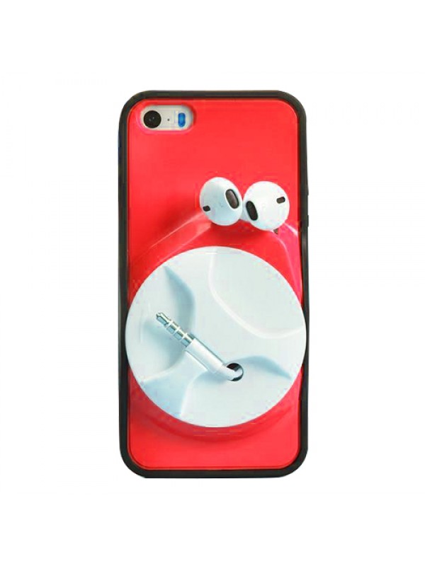 iPhone 5-5s-SE Kulaklık Makaralı Arka Kapak Kırmızı&hellip;