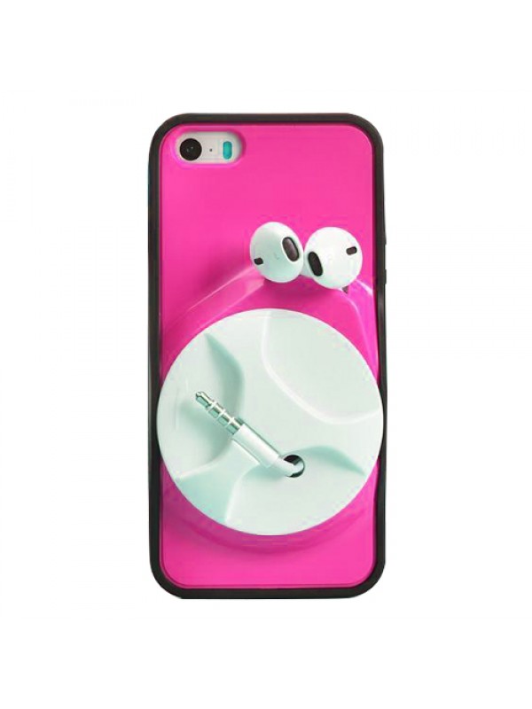iPhone 5-5s-SE Kulaklık Makaralı Arka Kapak Pembe&hellip;