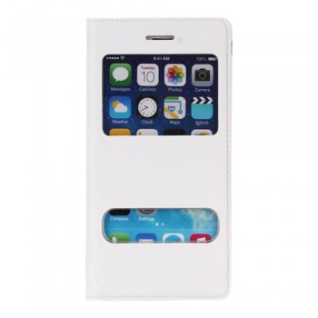 iPhone 6 / 6s S View Deri Dikişli Çift Pencereli Kılıf Beyaz iPhone 6 / 6s S View Deri Dikişli Çift Pencereli Kılıf Beyaz