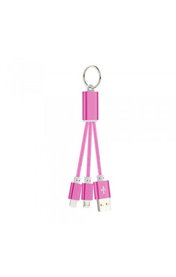 iPhone 6S-Micro USB 2 si 1 Arada Anahtarlık USB Kablo Pembe…