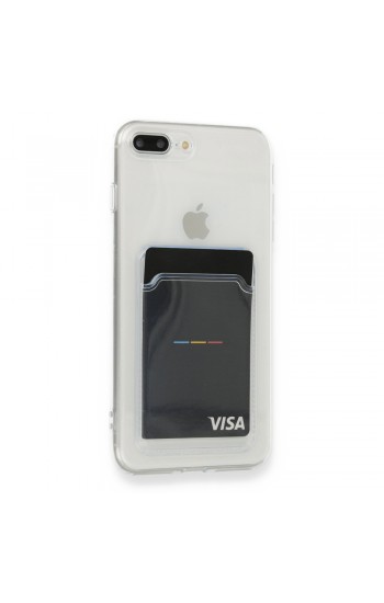 iPhone 7 Plus / 8 Plus Kılıf Cardy Şeffaf Kartlık Cepli Kapak…