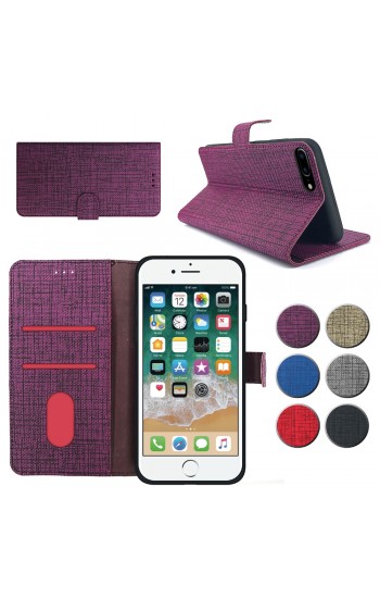 iPhone 7 Plus / 8 Plus Kılıf FitCase Fabric Kapaklı Cüzdanlı…