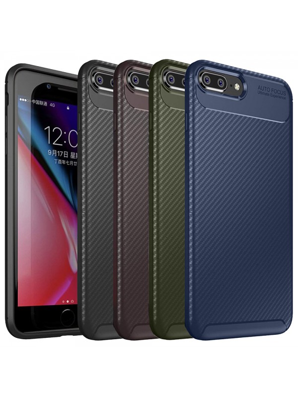 iPhone 7 Plus / 8 Plus Kılıf Focus Carbon Desen Silikon Arka Kapak…