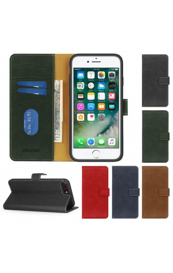 iPhone 7 Plus / 8 Plus Kılıf Kroko Desen Kapaklı Cüzdanlı&hellip;