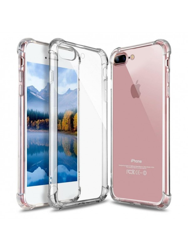 iPhone 7 Plus / iPhone 8 Plus Kılıf Round Seri Köşe Korumalı Şeffaf Silikon Kapak