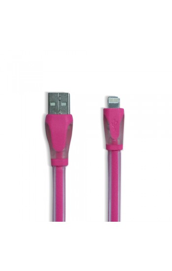 iPhone Lightning Led Işıklı Şeffaf USB Kablo Pembe…