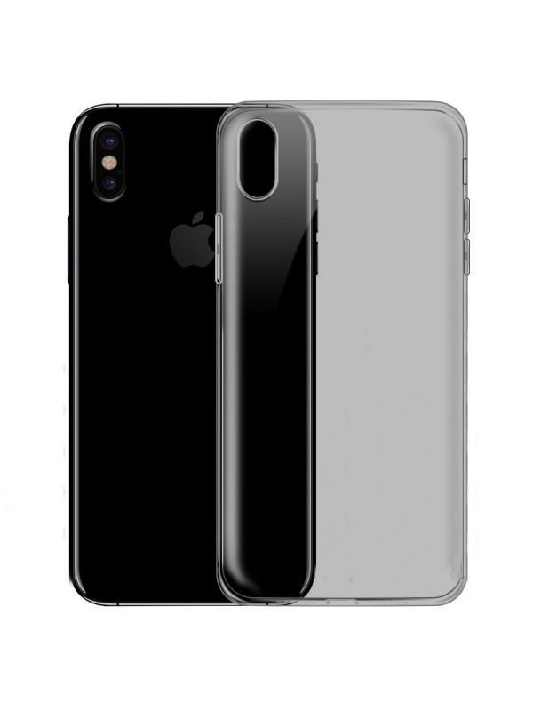 iPhone X/XS Kılıf Soft Silikon Kılıf Şeffaf-Siyah Arka Kapak