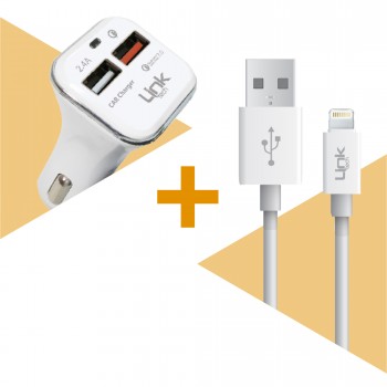 LinkTech C517 Lightning Qualcomm 3.0 Çift Girişli Oto Şarj Aleti LinkTech C517 Lightning Qualcomm 3.0 Çift Girişli Oto Şarj Aleti