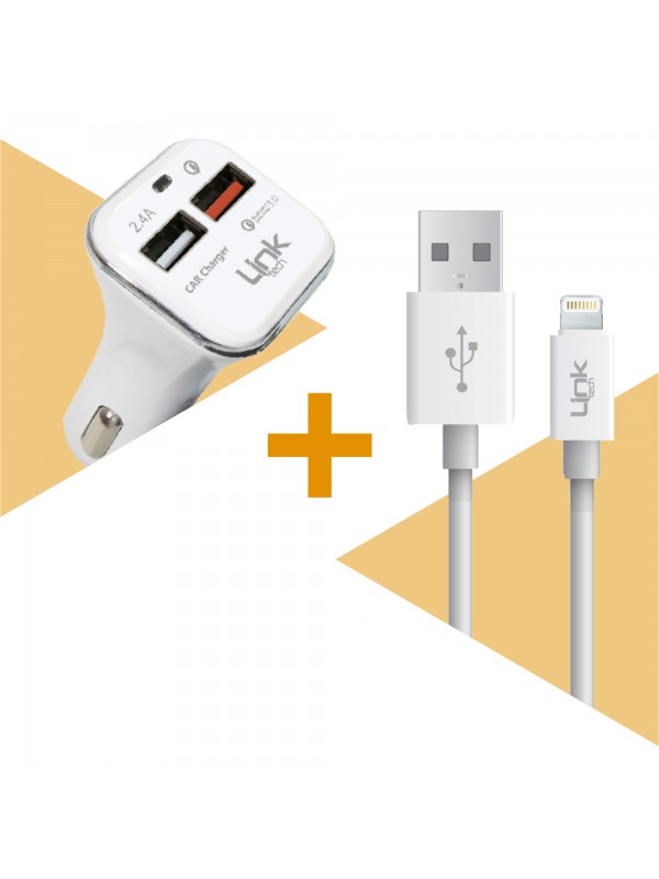 LinkTech C517 Lightning Qualcomm 3.0 Çift Girişli Oto Şarj Aleti LinkTech C517 Lightning Qualcomm 3.0 Çift Girişli Oto Şarj Aleti