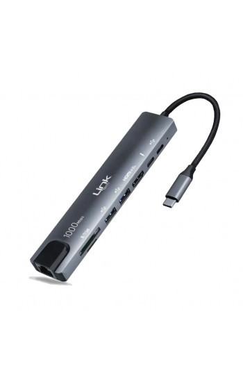 LinkTech A205 Type-C to 8in1 2xType-C + HDMI + 2xUSB-A + RJ45 HUB Çoklay…