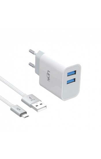 LinkTech C203 Çift USB Çıkışlı Micro USB Kablolu 10W 2.1A Şarj Alet…