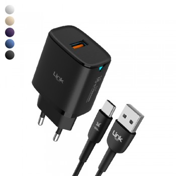 LinkTech C303 18W Auto ID Type-C Kablolu Şarj Aleti Set LinkTech C303 18W Auto ID Type-C Kablolu Şarj Aleti Set