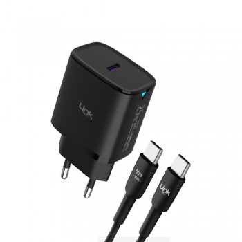 LinkTech C311 25W PD Type-C to Type-C Kablolu Şarj Aleti Set Siyah