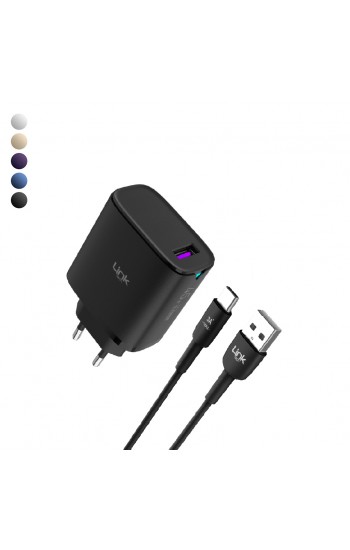 LinkTech C318 45W QC3.0 USB-A to Type-C Kablolu Şarj Aleti Set…