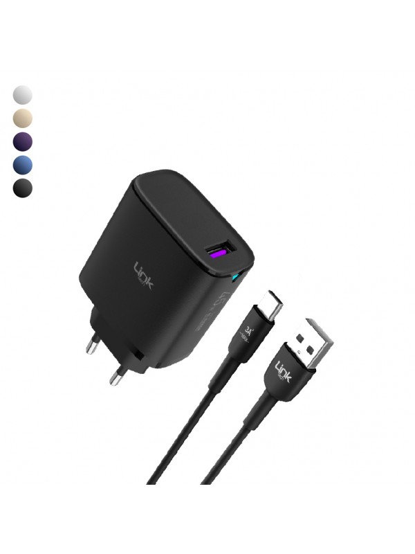 LinkTech C318 45W QC3.0 USB-A to Type-C Kablolu Şarj Aleti Set…