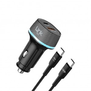 LinkTech C434 55W Dual PD30W + QC25W Araç Şarj Aleti Type-C to Type-C Kablo Set
