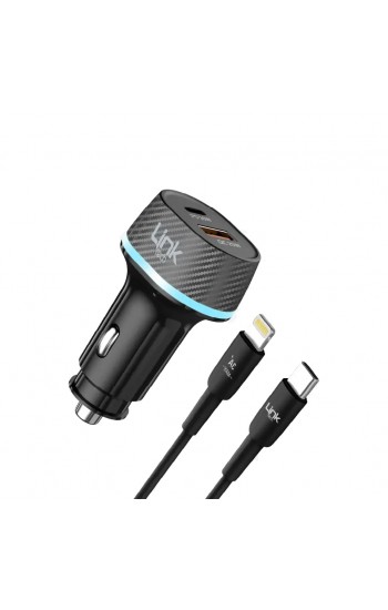 LinkTech C435 55W Dual PD30W + QC25W Araç Şarj Aleti Type-C to Lightning Kablo Set