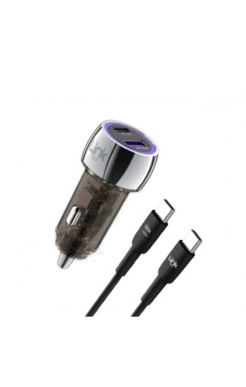 LinkTech C437 55W Dual PD30W + QC25W Şeffaf Araç Şarj Aleti Type-C to Type-C Kablo Set